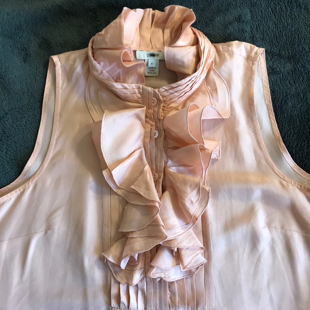 J. Crew Ruffle Neck Sleeveless Blouse